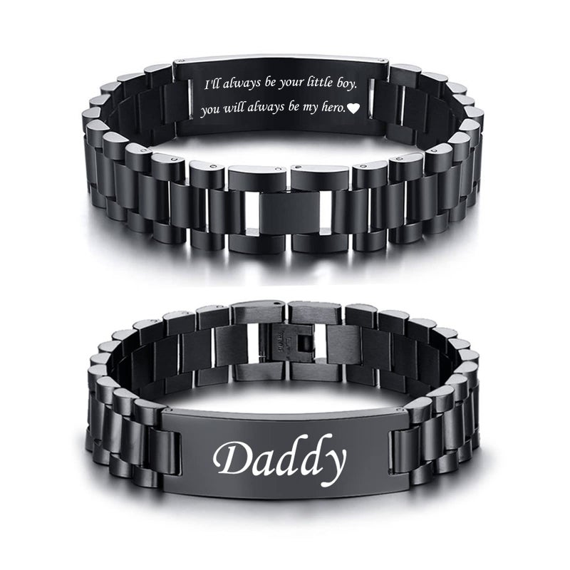 VNOX Gifts For Dad From Son - Masculine Stainless Steel Link Bracelet Personalized DAD Jewelry Gift for Daddy Papa,Fathers Day Birthday Gifts From Son - Image 1